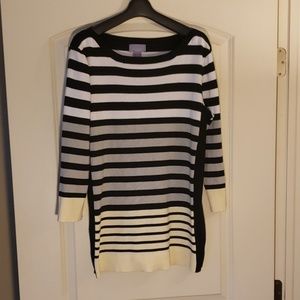 Gradient stripe 3/4 Sleeve Sweater